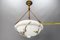 Lampada a sospensione Art Déco in vetro bianco marmorizzato e ottone, Francia, anni '50, Immagine 20