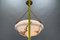 Art Deco French Marbled White Glass and Brass Pendant Light, 1950s 19