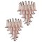 Vintage Italian Murano Chandeliers with 52 Pink Glass Petals, 1990s, Set of 2 1