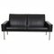 GE-34/2 2-Seat Sofa in Patinated Black Leather by Hans Wegner for Getama, 1980s 1