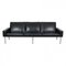 GE-34/3 3-Seat Sofa in Patinated Black Leatherby by Hans Wegner for Getama, 1980s 1