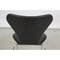 Seven Chairs in Patinated Black Leather by Arne Jacobsen for Fritz Hansen, 1980s, Set of 5, Image 11