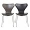 Seven Chairs in Patinated Black Leather by Arne Jacobsen for Fritz Hansen, 1980s, Set of 5 3