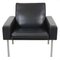 Sillón GE-34 de cuero negro patinado de Hans Wegner de Getama, Imagen 1