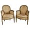 19th Century Louis XVI French Bergere Armchairs in Wood and Velvet, Set of 2 1