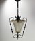 French Wrought Iron Frosten Glass Ceiling Lamp, 1960s 2