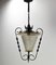 French Wrought Iron Frosten Glass Ceiling Lamp, 1960s, Image 2