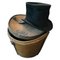 19th Century Leather Hat Box with High Hat, 1875, Set of 2 1