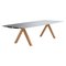 Ok! Tavolo da pranzo B con ripiano in alluminio anodizzato argento e gambe in legno di Konstantin Grcic per BD Barcelona, Immagine 1
