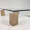 Glass and Travertine Coffee Table by Piero De Longhi for Catalan Italia, 1980s 7