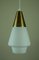 Opaline Glass and Brass Pendant Lamp for Asea Belysning Sweden, 1960s 1