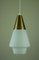 Opaline Glass and Brass Pendant Lamp for Asea Belysning Sweden, 1960s 2