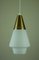 Opaline Glass and Brass Pendant Lamp for Asea Belysning Sweden, 1960s, Image 2