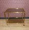 Brass & Glass Side Table on Wheels, 1970s, Image 1