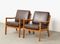 Vintage Teak Leather Easy Chairs by Ole Wanscher for Cado, Set of 2 1