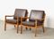 Vintage Teak Leather Easy Chairs by Ole Wanscher for Cado, Set of 2, Image 1