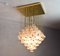 Mid-Century Italian Flushmount Murano Glass Bubbles and Brass Chandelier from Venini, 1960s 6