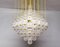 Mid-Century Italian Flushmount Murano Glass Bubbles and Brass Chandelier from Venini, 1960s 5