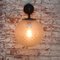 Vintage Industrial Wall Light in Clear Glass and Brass 6