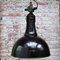 Lámparas colgantes industriales vintage de esmalte negro, Imagen 4