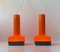 Orangefarbene dänische Deckenlampen aus Kunststoff von Bent Karlby für A. Schroder Kemi, 1970er, 2er Set 2