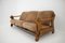 Brutalist Dutch Oak and Leather 3 Seater Sofa, 1970s 4