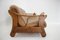 Brutalist Dutch Oak and Leather 3 Seater Sofa, 1970s, Image 7