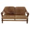 Brutalist Dutch Oak and Leather 2 Seater Sofa, 1970s, Image 1