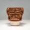 Joe Colombo Italienischer Elda Armlehnstuhl aus braunem Leder, 1960er, Joe Colombo zugeschrieben 2
