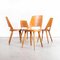 French Honey Beech & Bentwood Mondor Dining Chairs attributed to Baumann, 1960s, Set of 4 9