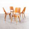 French Honey Beech & Bentwood Mondor Dining Chairs attributed to Baumann, 1960s, Set of 4 2
