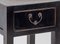 Mesa auxiliar china lacada en negro ebonizado con tablero de caña y un cajón, Imagen 4