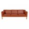 Three-Seater Sofa in Patinated Cognac Leather by Børge Mogensen for Fredericia 1