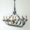Wrought -Iron Vikinger Longboat Chandelier with Horse Head 2