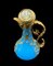 Napoleon French Opaline Blue Glass Ewer Bronze Mounted with Miniature on Lid, Image 7