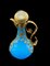 Napoleon French Opaline Blue Glass Ewer Bronze Mounted with Miniature on Lid 3
