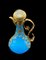 Napoleon French Opaline Blue Glass Ewer Bronze Mounted with Miniature on Lid, Image 3