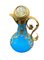 Napoleon French Opaline Blue Glass Ewer Bronze Mounted with Miniature on Lid 1