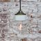 Vintage Industrial White Porcelain, Clear Glass & Brass Pendant Light 5