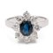 Vintage 18k White Gold Sapphire & Diamond Daisy Ring, 1960s 1