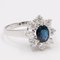 Vintage 18k White Gold Sapphire & Diamond Daisy Ring, 1960s 3