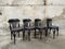 Mid-Century Modern French Bistro Chairs in Black Painted Wood with Upholstered Seat, 1970s, Set of 4 1