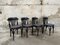 Mid-Century Modern French Bistro Chairs in Black Painted Wood with Upholstered Seat, 1970s, Set of 4, Image 1