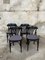 Mid-Century Modern French Bistro Chairs in Black Painted Wood with Upholstered Seat, 1970s, Set of 4 3