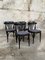 Sedie da bistrò Mid-Century moderne in legno verniciato nero con sedile imbottito, Francia, anni '70, set di 4, Immagine 6