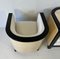 Italian Art Deco Chairs in Cream Velvet and Black Lacquered, Set of 2 7