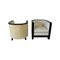Italian Art Deco Chairs in Cream Velvet and Black Lacquered, Set of 2 1