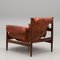 Swedish Admiral Chair with Footrest in Rosewood and Leather by Eric Merthen, 1960s, Set of 2, Image 3