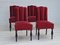 Danish Dinning Chairs in Oak Wood & Cherry-Red Velour, 1950s, Set of 4, Image 17