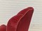 Sillas de comedor danesas de madera de roble y terciopelo rojo cereza, años 50. Juego de 4, Imagen 4